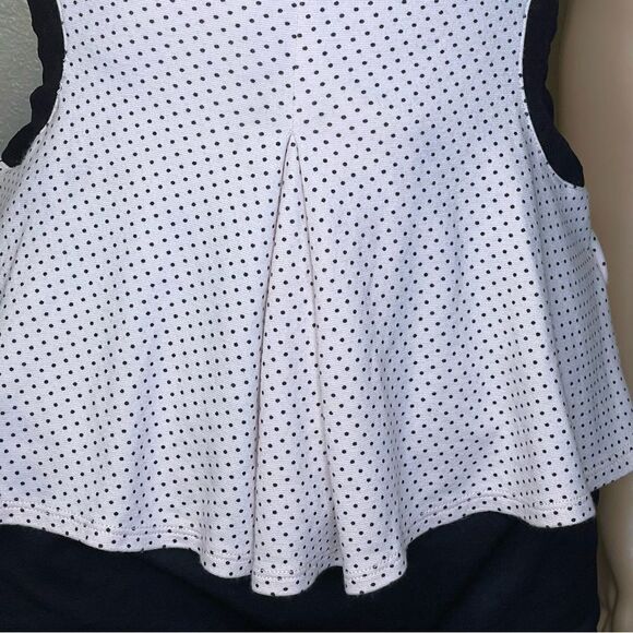 Guess Polkadot Peplum Sleeveless Blouse Pink With Black Lace Detail Size XSmall - Picture 4 of 14